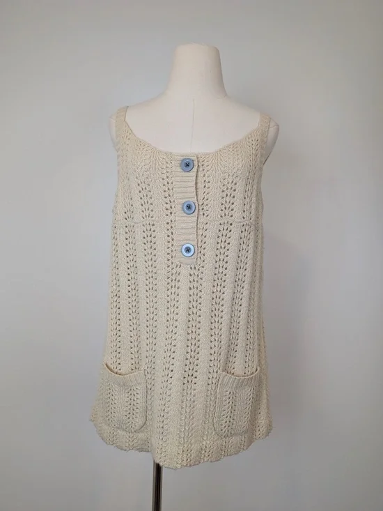 Matilda Jane Knit Tank Top Sleeveless Size Large Beige - Picture 9 of 12